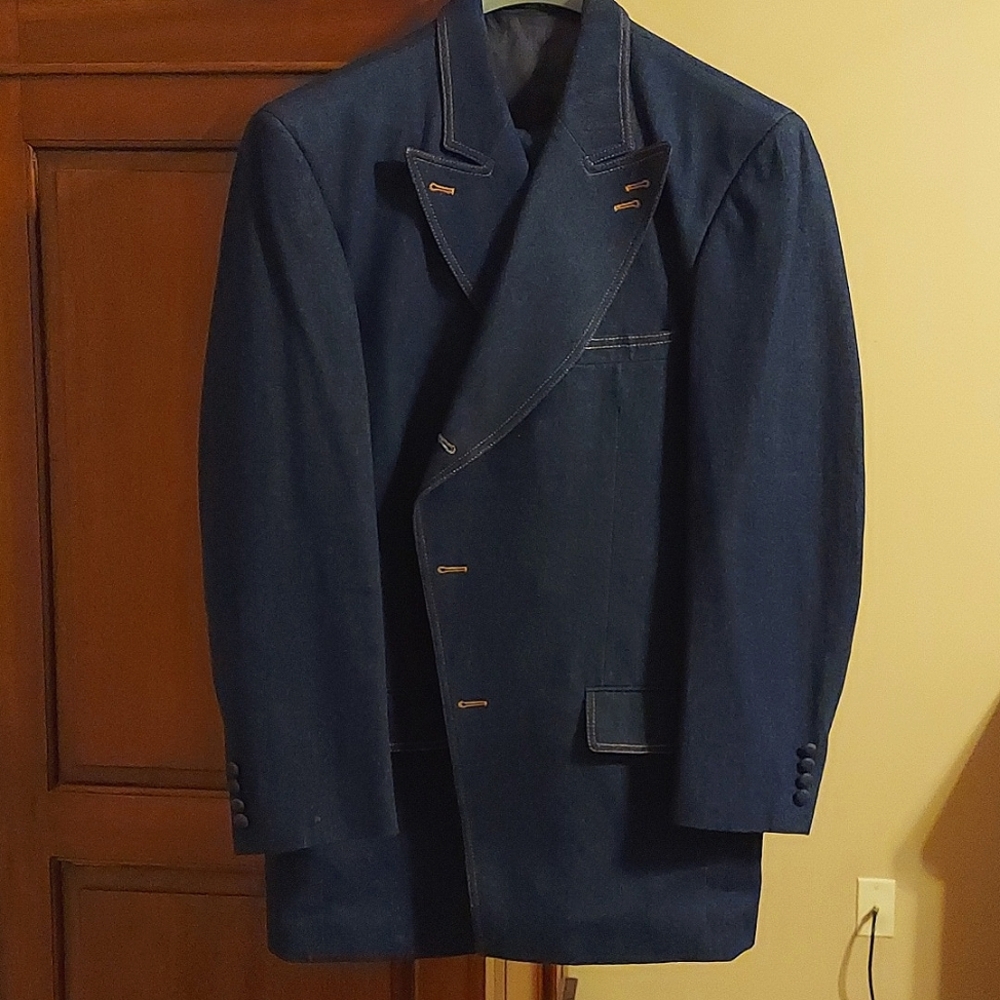 Three-piece denim suit by Milano Moda